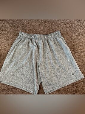 Nike Gray Yoga Dri-FIT Shorts with Black Waistband